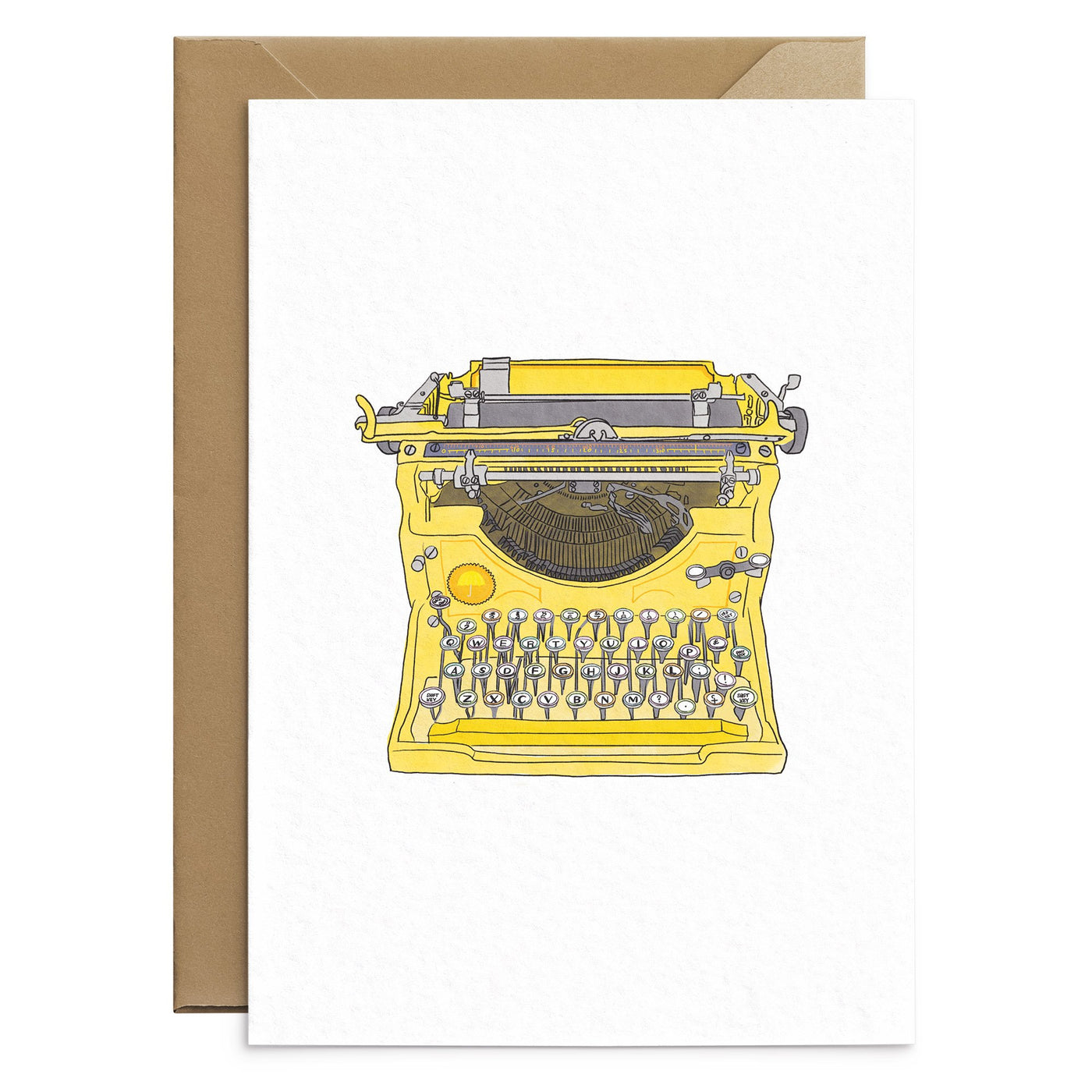 Yellow Typewriter Card - Poppins & Co.