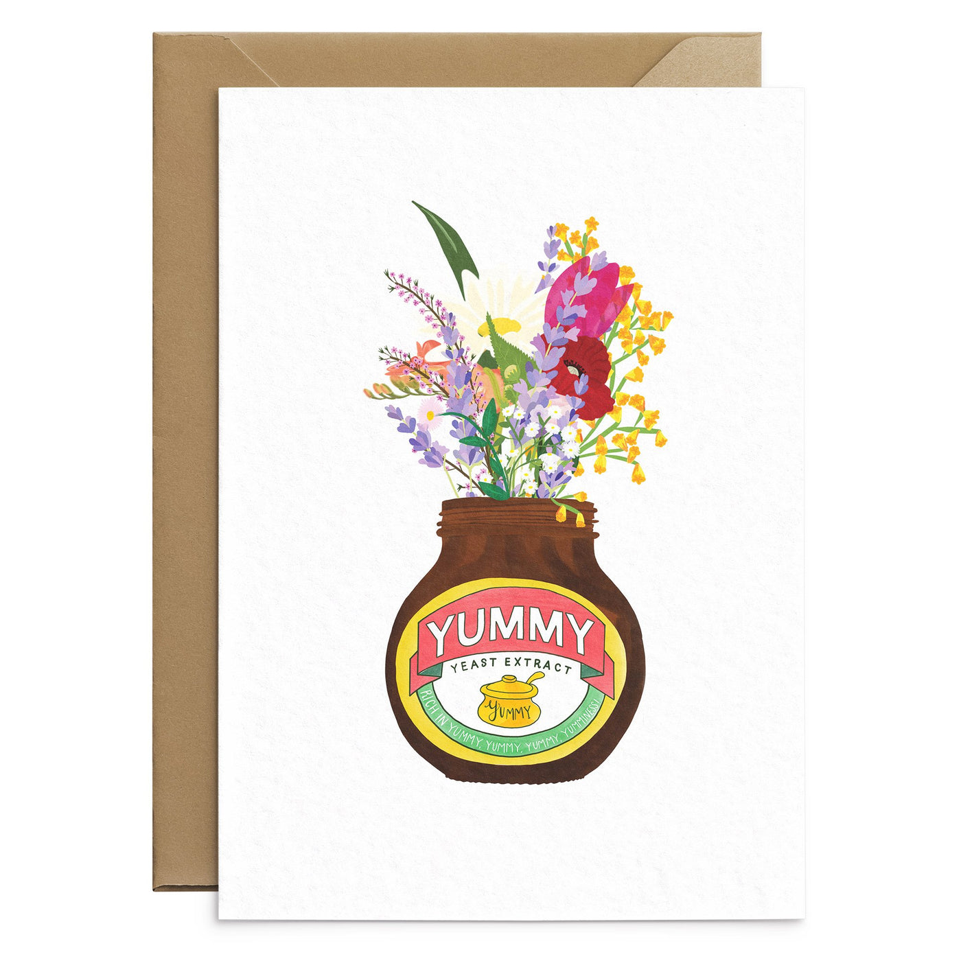 Yummy Yeast Extract Jar & Flowers Card - Poppins & Co.