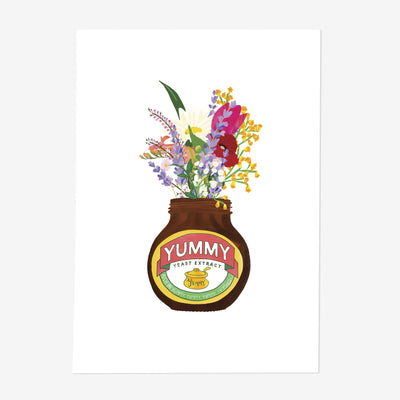 Yummy Yeast Extract Jar & Flowers Print - Poppins & Co.